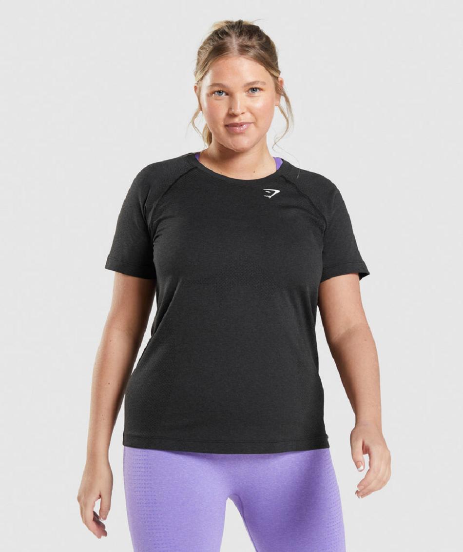 T Shirts Gymshark Vital Seamless 2.0 Light Mujer Negras | CO 2267LIS